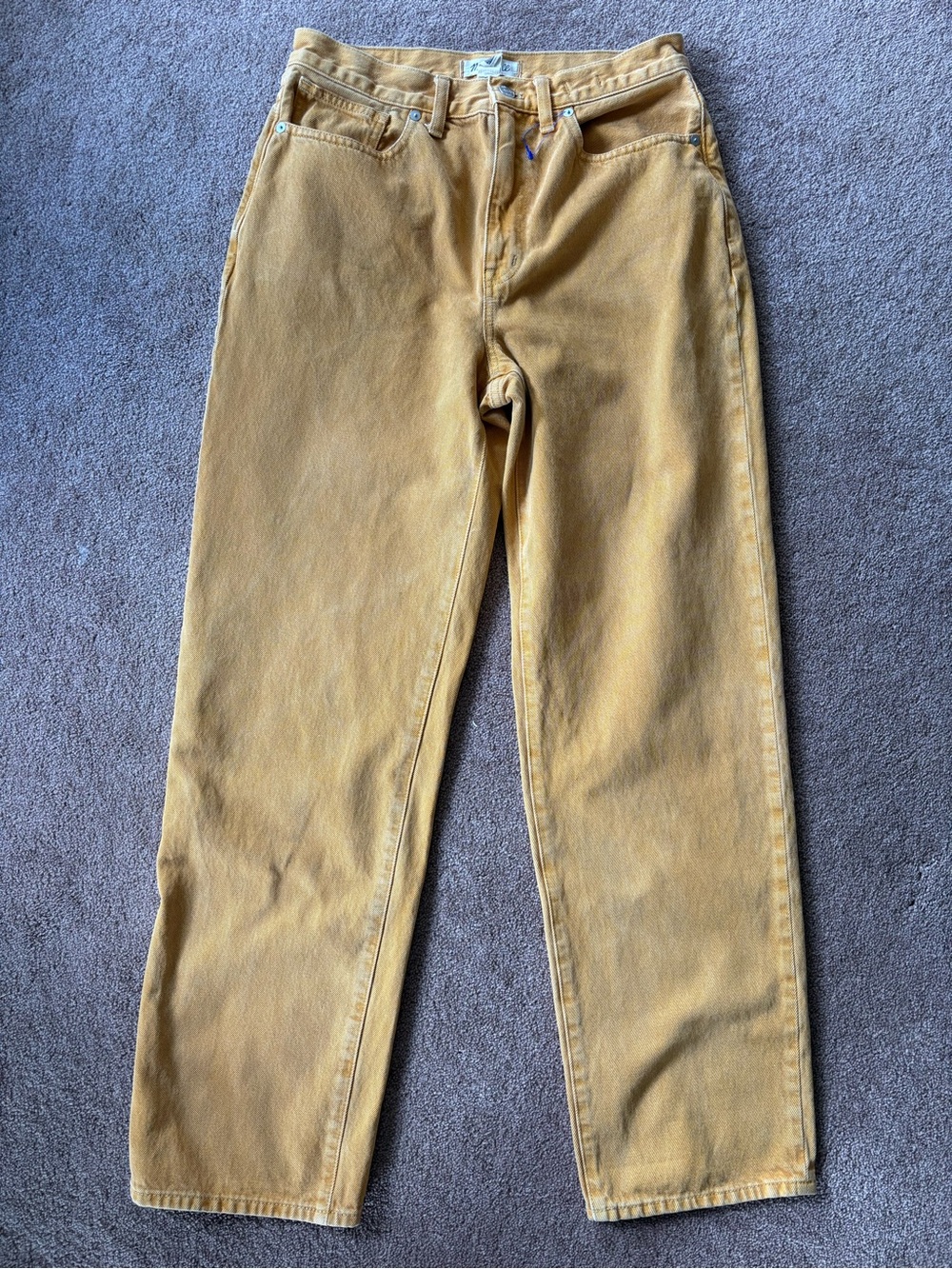Madewell Baggy Straight-Leg Jeans Garment Dyed Orange size 27 EUC - Picture 4 of 7